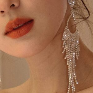 2pcs Earrings Dangling for Women Sparkly Silver Dangle Earrings Girls Long Chandelier Earrings